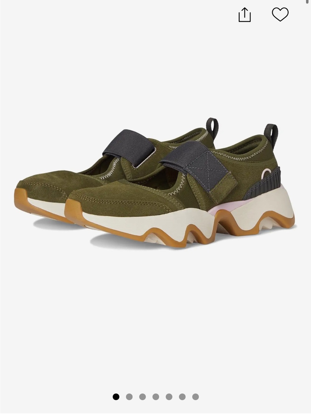 Sorel Kinetic MJ Olive Green Suede Slip-On Sneakers with Chunky Sole - Picture 7 of 12